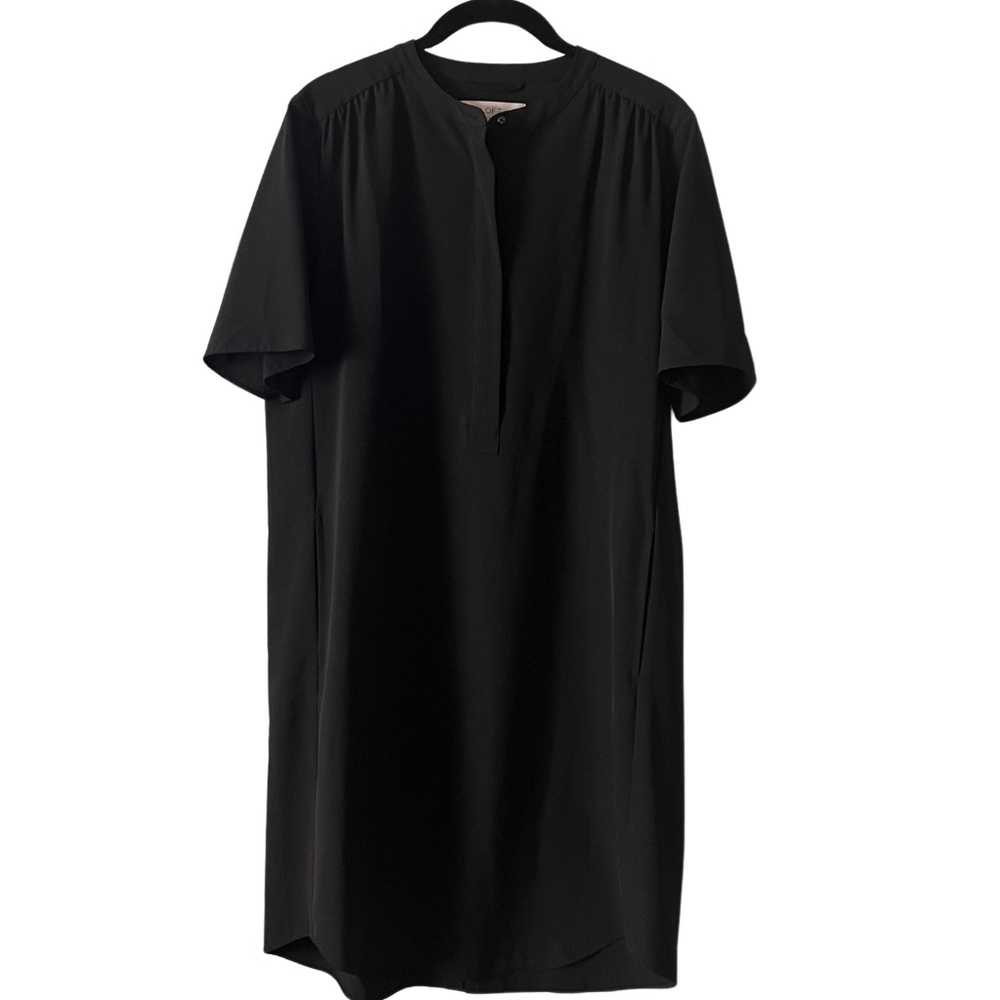 LOFT Little Black Dress Mandarin Collar Side Slant Pockets Size 8